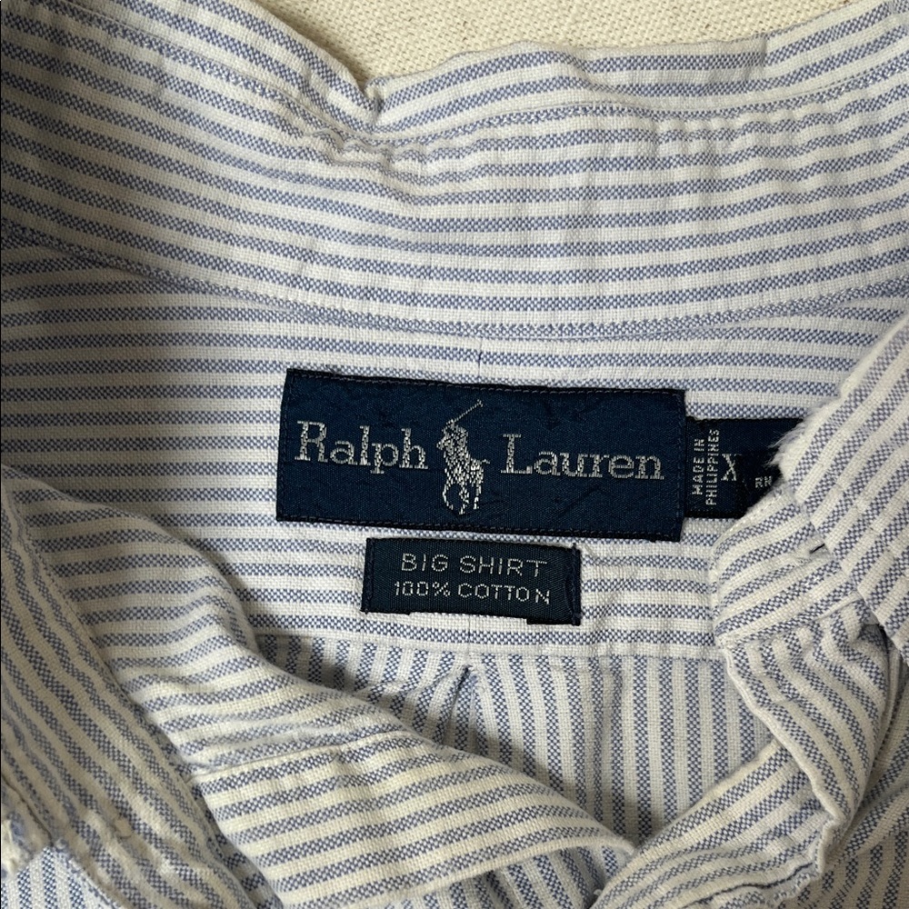 Polo by Ralph Lauren Blue and White Striped Shirt Size XXL - Picture 5 of 6